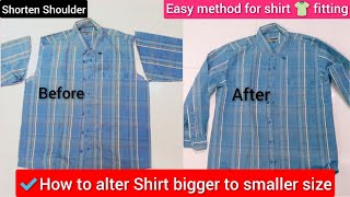 How to alter shirt bigger to small with shorten shoulder  fitting shirt XXXL to XL size [upl. by Leviram]