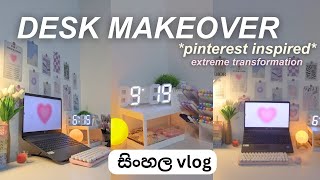 Desk makeover🌷✨ එන්න මගේ aesthetic study table එක බලන්න 🌈☁️🍃aesthetic study makeover vlog viral [upl. by Nylidnarb742]