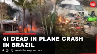 Plane crashes tragically into neighbourhood in Brazil’s Sao Paulo 61 onboard dead [upl. by Augustina116]