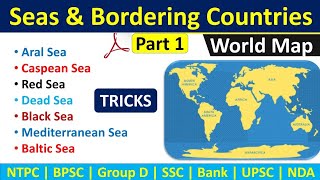 Important Seas amp Surrounding Countries  Seas Of The World  World Geography Map  Gk Tricks [upl. by Ralleigh]