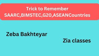 Trick to Remember SAARC BIMSTECG20 ASEAN countries [upl. by Suivatnad]