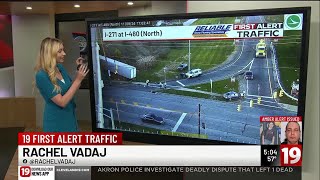 Semi gets stuck under highway overpass in Bedford Heights [upl. by Anette]