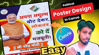 How To Create Political Poster Template Canva  StepbyStep Guide To Create BJP Party Poster Canva [upl. by Anez268]