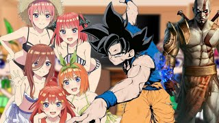 las quintillizas reaccionan a Goku y a kratos 🧡💜❤🤎💖13 [upl. by Ariet]