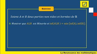 Maîtrisez lAnalyse 1 Borne supérieure et inférieure Exercice Corrigé [upl. by Merwin]