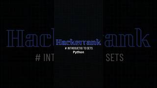 Hackerrank Introduction To Sets  Hackerrank Python solutions [upl. by Anerrol]