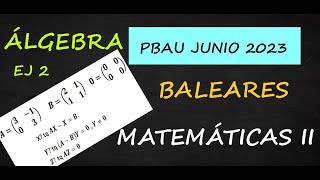 PBAUBALEARES 2023 MATEMÁTICAS II EJERCICIO 2ÁLGEBRA CONVOCATORIA ORDINARIA [upl. by Vanny]