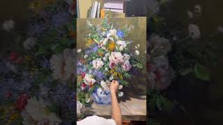 RenoirInspired Floral Oil Painting 🌸  Dafen Village Art Studio Masterpiece 🎨 Shorts artinspo [upl. by Zakarias]