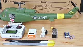 FLYWING UH1 V3 SCALE RTF GPS helicopter Open box [upl. by Tertia748]