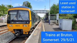 Trains at Bruton least used station in Somerset 29052021 [upl. by Tobie]