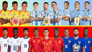 Argentina Uruguay Colombia vs Spain England France  Messi James Mbappe Bellingham Valverde Yamal [upl. by Sher196]