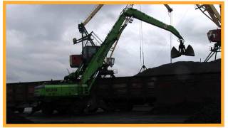 SENNEBOGEN  Port Handling 835 Material Handler in coal handling at Polar Circle Murmansk [upl. by Jory]