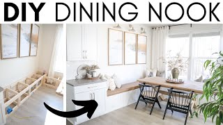 DIY BREAKFAST NOOK  HOW TO MAKE A DINING NOOK  BENCH SEATING TUTORIAL [upl. by Adnalram]