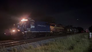 FEC Train 107 With GP40 419 Leading Parkway Drive 113am 102024 [upl. by Eillen]