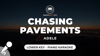 Chasing Pavements  Adele Lower Key  Piano Karaoke [upl. by Cummine]