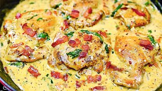 Creamy Garlic Parmesan Chicken Thighs  Easy Chicken Recipe [upl. by Anahs]