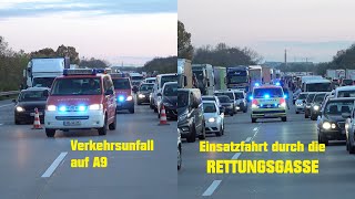 Rettungsgasse MTF und KdoW FF GünthersdorfKötschlitz  NEF MHD RW Schkeuditz [upl. by Nahtanha938]