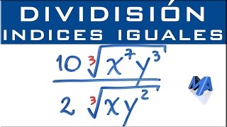 Division de radicales del mismo indice  Ejemplo 1 [upl. by Savadove]