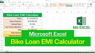 MS Excel  Bike Loan EMI Calculator with Down Payment [upl. by Attevad906]