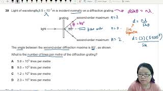 ON21 P12 Q30 Grating Lines per Metre  OctNov 2021  Cambridge A Level 9702 Physics [upl. by Ayotna]