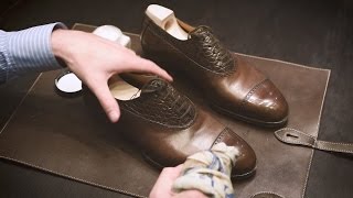 How to Condition amp Polish Calfskin Leather Shoes [upl. by Naashom]