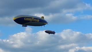 2 Goodyear Blimps flying at Wingfoot Lake hangar [upl. by Marpet91]