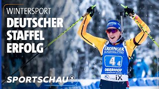 Biathlon in Oberhof Deutsche FrauenStaffel mit erstem Saisonsieg  Sportschau [upl. by Aramot124]