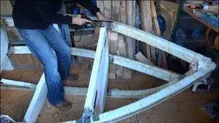 Experimental Boat Building Part 4 Fiberglassing the Frame with woven roving and resin [upl. by Faucher228]