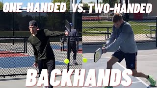 Pickleball Backhand Drive  OneHanded vs TwoHanded Backhand [upl. by Auhsohey]