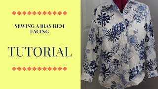 Tutorial How to Sew a Shirt Tail Hem using Bias Tape [upl. by Llewol]