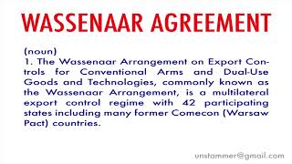 How to Pronounce Wassenaar Agreement [upl. by Ioved]