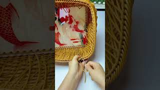 How to weave rattan basket with handle diy rattan handmade handmadetoran crochet handweaving [upl. by Aala]