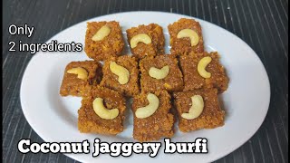 Coconut Jaggery Burfi Coconut burfi recipe Jaggery Coconut Burfi Soya Khadi Diwali special burfi [upl. by Lipscomb]