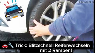 🚗🔧Trick  Mit 2 Rampen  2 Reifen auf einmal wechseln [upl. by Sane]