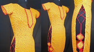 side slit kurtiside dori kurthi cutting and stitching part2 sideslitkurti kurti [upl. by Robena]