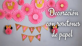 ¿Cómo hacer rosetones para fiesta de Minnie  How to make rosettes for Minnies party [upl. by Odlanir]