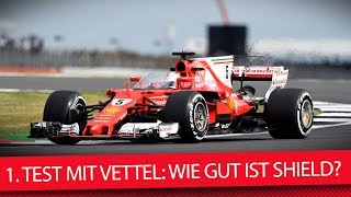 F1 erklärt Erster Test mit Vettel  Wie gut ist der ShieldCockpitschutz [upl. by Ileek237]