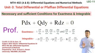 Necessary and Sufficient Conditions for Integrability for Total or Pfaffian Differential Equations [upl. by Rois]