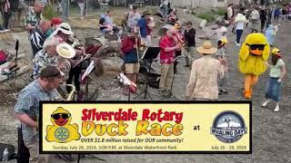 2024  Silverdale Rotary Duck Race Mascot quotLuckyquot Leading the Band [upl. by Modeerf]