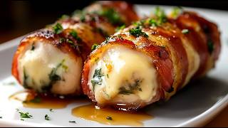 This recipe is so delicious I make it almost every day Bacon wrapped chicken rolls [upl. by Bartholomeo]