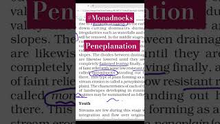 Monadnocks Peneplain  Davis Cycle of erosion upsc shorts viral [upl. by Aiouqes]