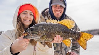 First Bass Through the Ice with NEW Northland Tungsten Spoon [upl. by Hochman763]