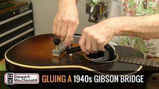 Gluing a 1940s Gibson Bridge [upl. by Ehr]