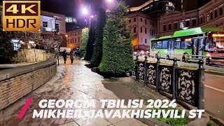 【4K】 Winter Night Walk  Tbilisi Night Walk [upl. by Nolrev]