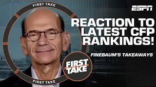 Paul Finebaum’s BIGGEST TAKEAWAYS from latest CFP Rankings 🏈🍿  First Take [upl. by Repard]