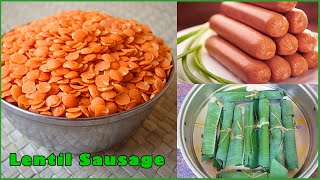 lentil Sausage Recipe ♥  Dal Sausage Making  Vegetable Sausage Recipes Indian  Home Made Sausage [upl. by Abdul671]