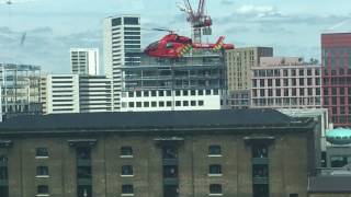 London Air Ambulance lands in Kings Cross  Granary Square [upl. by Biddie]