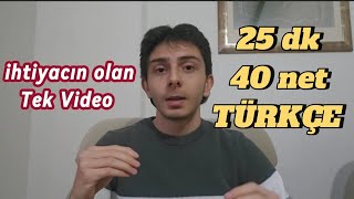 25 DAKİKADA 40 NET TÜRKÇE YAPMAK  Dil bilgisi Ve Paragraf Taktikleri [upl. by Goodhen]