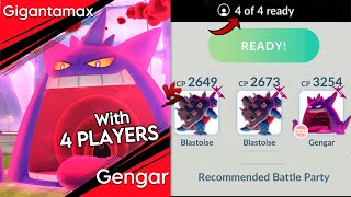 Beating GMax GENGAR with ONLY 4 PLAYERS Pokemon GO [upl. by Ban]