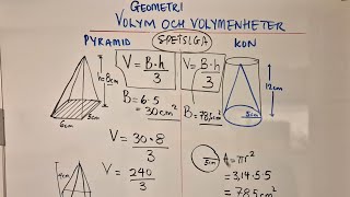 Pyramid och kon Volym V  B x h 3 [upl. by Eleaffar]